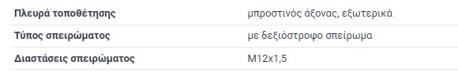 ΑΚΡΟΜΠΑΡΟ W201 Φ 12 mm ΛΟΞΟ ΕΣΩΤΕΡΙΚΟ ΜΕΣΑ ΔΕΞΙΟΣΤΡΟΦΟ ΣΠΕΙΡΟΜΑ ΔΕΞΙ ΠΑΣΟ ΑΚΡΟΜΠΑΡΟ ΔΕΞΙΑΣ ΜΠΑΡΑΣ ΕΣΩΤΕΡΙΚΟ ΜΕΣΑ W201