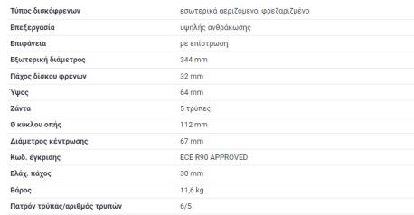 ΔΙΣΚΟΠΛΑΚΕΣ ΕΜΠΡΟΣ E-CLASS W212 + 4-matic SLC ΚΑΜΠΡΙΟΛΕ R172 W172 SLK ΚΑΜΠΡΙΟΛΕ R172 W172 344X32mm AMG + SPORTS PACKAGE