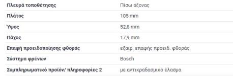 ΔΙΣΚΟΦΡΕΝΑ OΠΙΣΘΙΑ ΛΟΞΑ (BOSCH) VITO W638 V-CLASS W638/2 ΓΙΑ ΔΑΓΚΑΝΑ BOSCH