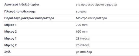 ΜΑΚΤΡΑ ΥΑΛΟΚΑΘΑΡΙΣΤΗΡΑ ΣΕΤ VITO W639 VIANO W639 700mm 650mm