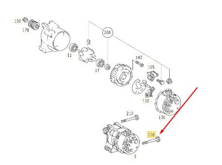 ΒΙΔΑ ΔΥΝΑΜΟΥ + ΒΑΣΗΣ ΤΕΝΤΩΤΗΡΑ A-CLASS W168 VANEO W414 M8X190