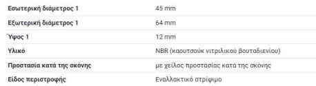 ΤΣΙΜΟΥΧΑ ΕΜΠΡΟΣ ΤΡΟΧΟΥ 45X64X12/7 E-CLASS W124 190E W201 SL ΚΑΜΠΡΙΟΛΕ R107 W107 SL ΚΟΥΠΕ C107 SLC E-CLASS ΚΟΥΠΕ C124 SEAL RING