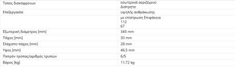 ΔΙΣΚΟΠΛΑΚΕΣ ΕΜΠΡΟΣ W203 W209 W171 AMG 345X30