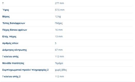 ΔΙΣΚΟΠΛΑΚΕΣ ΕΜΠΡΟΣ VW TRANSPORTER T3 Syncro ΓΙΑ ΟΧΗΜΑΤΑ ΜΕ ΕΛΑΣΤΙΚΑ 16 ΙΝΤΖΕΣ 277X16mm