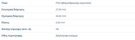 ΤΣΙΜΟΥΧΑ ΣΤΡΟΦΑΛΟΥ ΜΙΚΡΗ SMART FOTWO 451 M132 1000 cc 27X40X6.5 mm