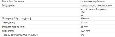 ΔΙΣΚΟΠΛΑΚΕΣ ΕΜΠΡΟΣ A4 A5 A6 A7 Q5 320X30