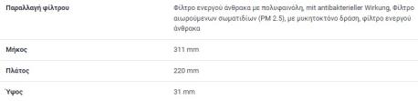 ΦΙΛΤΡΟ ΚΑΜΠΙΝΑΣ A4 A5 A6 A8 Q5 Q7 Q8 SQ8 TOUAREG CAYENNE