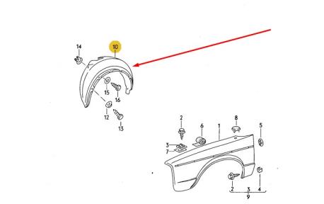 ΘΟΛΟΣ ΕΜΠΡΟΣ ΦΤΕΡΟΥ ΠΛΑΣΤΙΚΟΣ ΕΣΩΤΕΡΙΚΟΣ ΑΡΙΣΤΕΡΑ LEFT VW GOLF I CADDY I