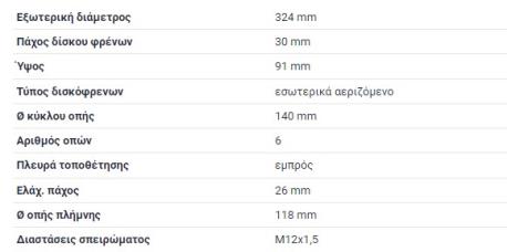 ΔΙΣΚΟΠΛΑΚΕΣ ΕΜΠΡΟΣ VARIO 812D 813D 814D 815D 816D B670 W670 O-810 O-812 O-814 O-815 B667 B670 B668 W667 W670 W668 612D 613D 614D