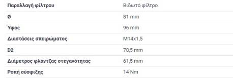 ΦΙΛΤΡΟ ΠΕΤΡΕΛΑΙΟΥ W123 OM615 OM616 OM617 G-CLASS W460 MB100 W631 T1 T2 W601 W602 W611 207D 209D 307D 309D 405D 407D 409D 507D